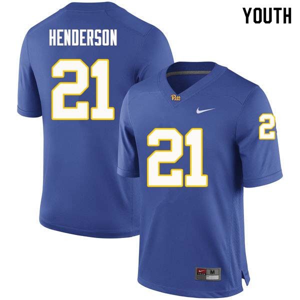 Youth #21 Malik Henderson Pittsburgh Panthers College Football Jerseys Sale-Royal